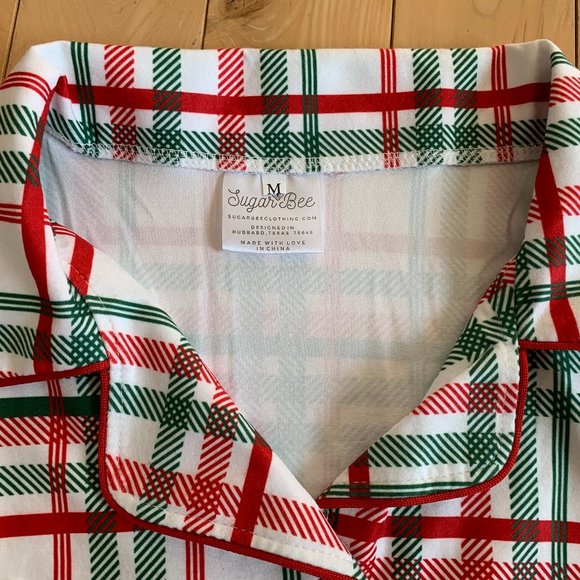 NEW Women's Size Medium Plaid Button Down Pajama Set by Sugar Bee - Picture 6 of 9